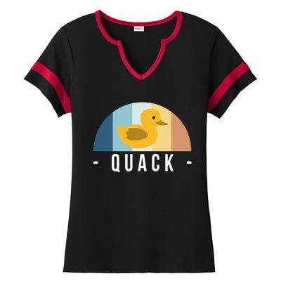 Vintage Retro Quack Rubber Duck Great Gift Ladies Halftime Notch Neck Tee