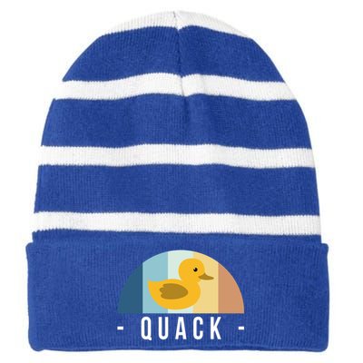 Vintage Retro Quack Rubber Duck Great Gift Striped Beanie with Solid Band