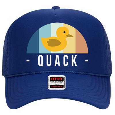 Vintage Retro Quack Rubber Duck Great Gift High Crown Mesh Back Trucker Hat