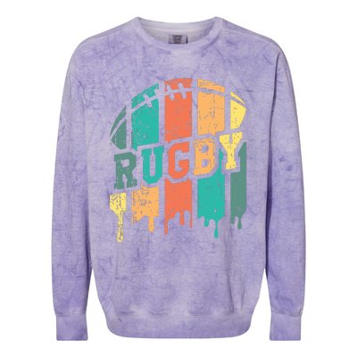 Vintage Retro Rugby Player Rugby Fan Rugby Coach Colorblast Crewneck Sweatshirt