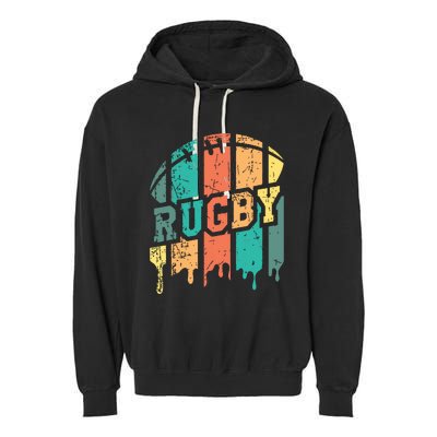 Vintage Retro Rugby Player Rugby Fan Rugby Coach Garment-Dyed Fleece Hoodie