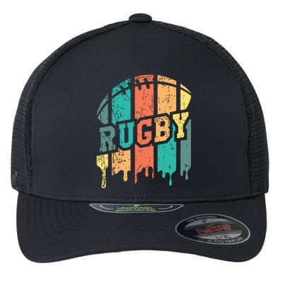 Vintage Retro Rugby Player Rugby Fan Rugby Coach Flexfit Unipanel Trucker Cap