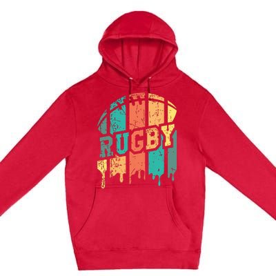 Vintage Retro Rugby Player Rugby Fan Rugby Coach Premium Pullover Hoodie