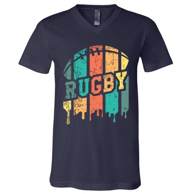 Vintage Retro Rugby Player Rugby Fan Rugby Coach V-Neck T-Shirt