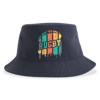 Vintage Retro Rugby Player Rugby Fan Rugby Coach Sustainable Bucket Hat