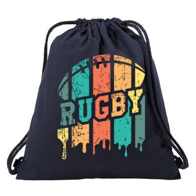 Vintage Retro Rugby Player Rugby Fan Rugby Coach Drawstring Bag