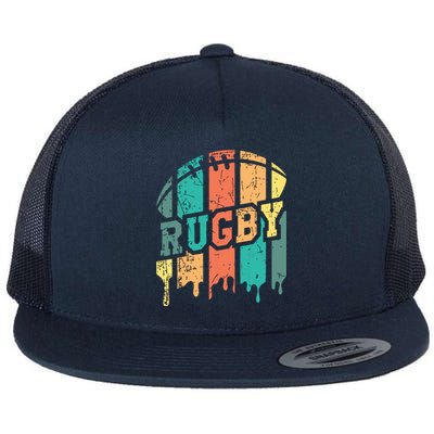 Vintage Retro Rugby Player Rugby Fan Rugby Coach Flat Bill Trucker Hat