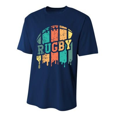 Vintage Retro Rugby Player Rugby Fan Rugby Coach Performance Sprint T-Shirt