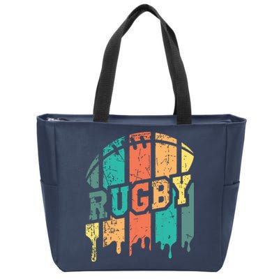 Vintage Retro Rugby Player Rugby Fan Rugby Coach Zip Tote Bag