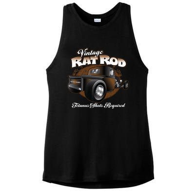 Vintage Rat Rod Pickup Truck Hot Rod Ladies PosiCharge Tri-Blend Wicking Tank