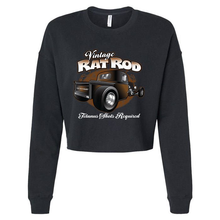 Vintage Rat Rod Pickup Truck Hot Rod Cropped Pullover Crew