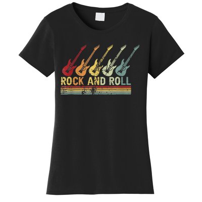 Vintage Retro Rock and Roll Guitar Music Women's T-Shirt