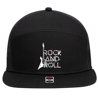 Vintage Retro Rock And Roll 7 Panel Mesh Trucker Snapback Hat