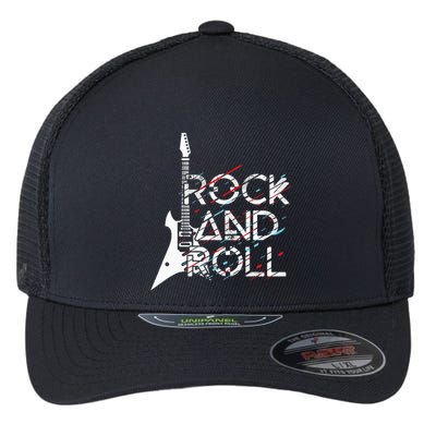 Vintage Retro Rock And Roll Flexfit Unipanel Trucker Cap