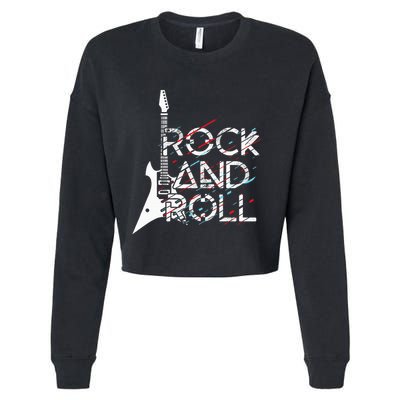 Vintage Retro Rock And Roll Cropped Pullover Crew