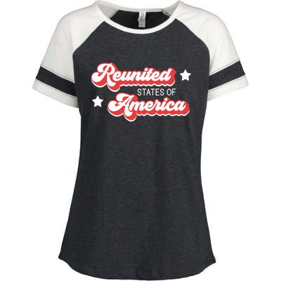 Vintage Retro Reunited States Of America Gift Enza Ladies Jersey Colorblock Tee