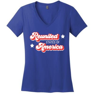 Vintage Retro Reunited States Of America Gift Women's V-Neck T-Shirt