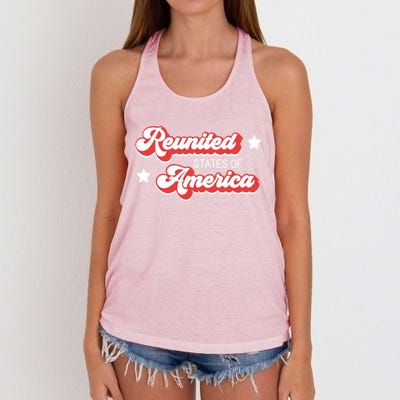 Vintage Retro Reunited States Of America Gift Women's Knotted Racerback Tank