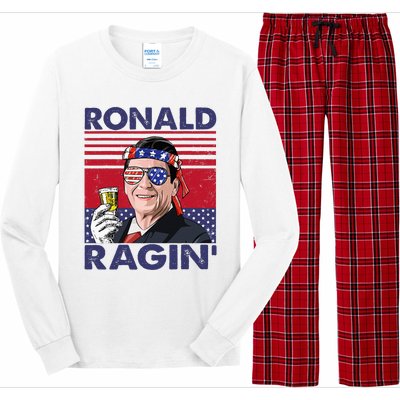 Vintage Ronald Ragin' Funny 4th Of July Drinking Presidents Long Sleeve Pajama Set