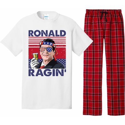 Vintage Ronald Ragin' Funny 4th Of July Drinking Presidents Pajama Set