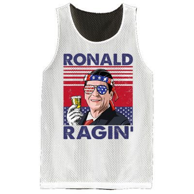 Vintage Ronald Ragin' Funny 4th Of July Drinking Presidents Mesh Reversible Basketball Jersey Tank