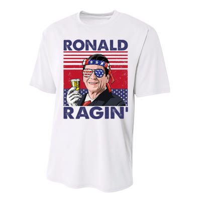 Vintage Ronald Ragin' Funny 4th Of July Drinking Presidents Performance Sprint T-Shirt