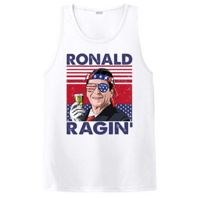 Vintage Ronald Ragin' Funny 4th Of July Drinking Presidents PosiCharge Competitor Tank