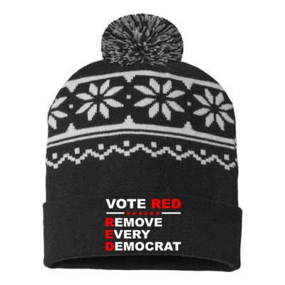 Vote Red Remove Every Democrat Conservatives Pro Republican USA-Made Snowflake Beanie