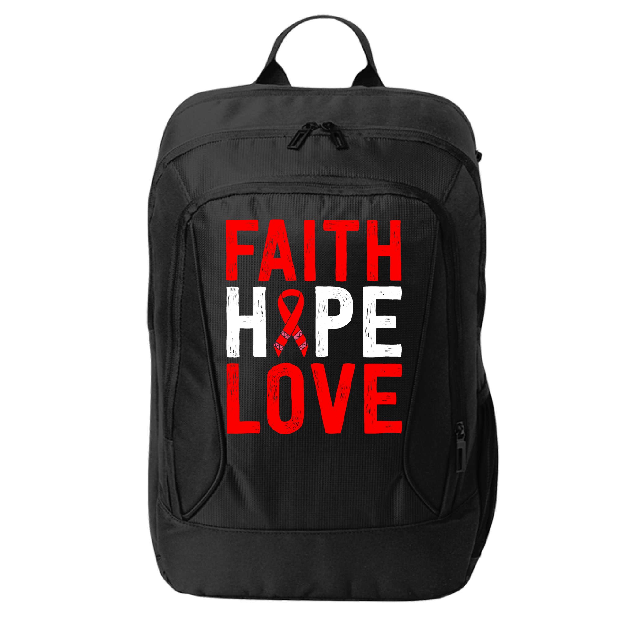 Vintage Red Ribbon Faith Hope Love World Aids Day Funny Gift City Backpack