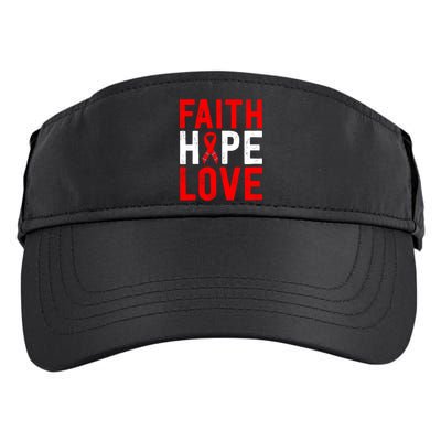 Vintage Red Ribbon Faith Hope Love World Aids Day Funny Gift Adult Drive Performance Visor