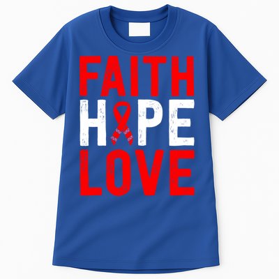 Vintage Red Ribbon Faith Hope Love World Aids Day Funny Gift Tall T-Shirt