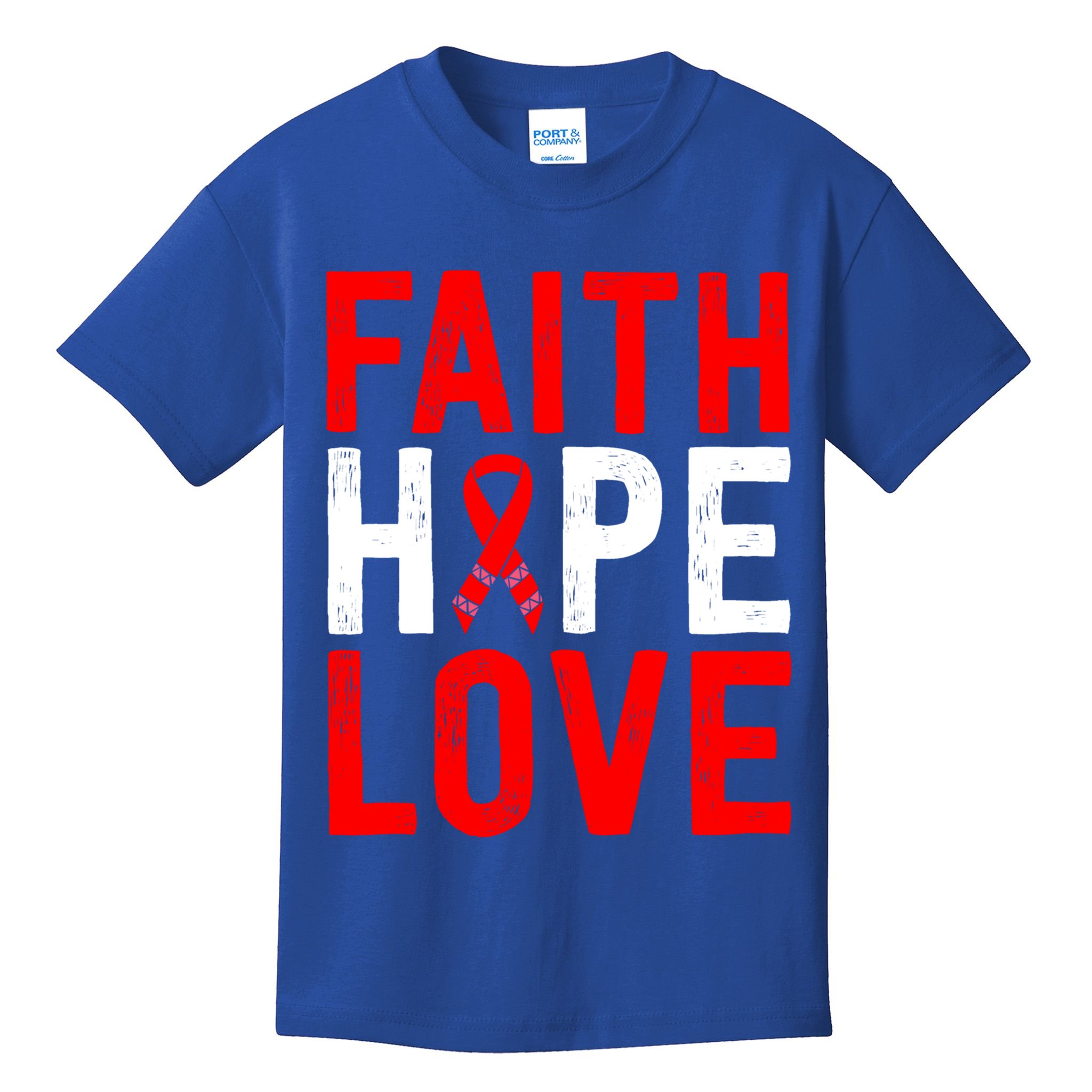 Vintage Red Ribbon Faith Hope Love World Aids Day Funny Gift Kids T-Shirt