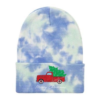 Vintage Retro Red Truck Pick Up Christmas Tree Xmas Funny Gift Cute Gift Tie Dye 12in Knit Beanie