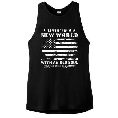 Vintage Retro Rich Men North Of Richmond Flag USA Ladies PosiCharge Tri-Blend Wicking Tank