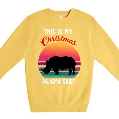 Vintage Retro Rhino This Is My Christmas Pajama Gift Gift Premium Crewneck Sweatshirt