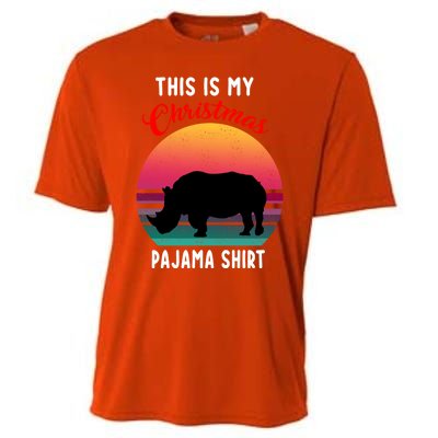 Vintage Retro Rhino This Is My Christmas Pajama Gift Gift Cooling Performance Crew T-Shirt