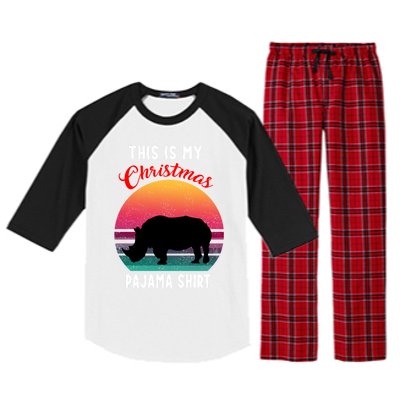 Vintage Retro Rhino This Is My Christmas Pajama Gift Gift Raglan Sleeve Pajama Set