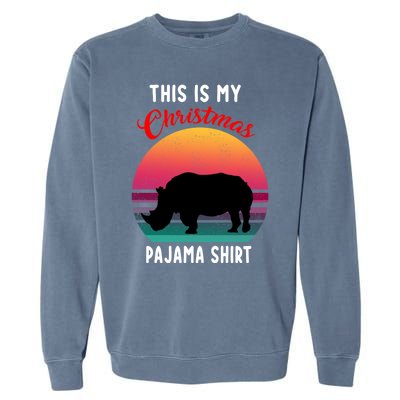 Vintage Retro Rhino This Is My Christmas Pajama Gift Gift Garment-Dyed Sweatshirt