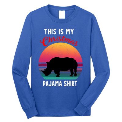 Vintage Retro Rhino This Is My Christmas Pajama Gift Gift Long Sleeve Shirt