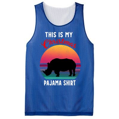 Vintage Retro Rhino This Is My Christmas Pajama Gift Gift Mesh Reversible Basketball Jersey Tank