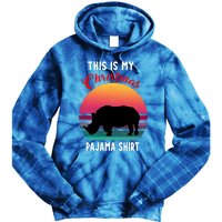 Vintage Retro Rhino This Is My Christmas Pajama Gift Gift Tie Dye Hoodie