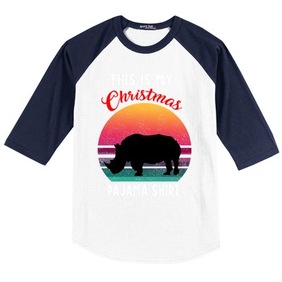 Vintage Retro Rhino This Is My Christmas Pajama Gift Gift Baseball Sleeve Shirt