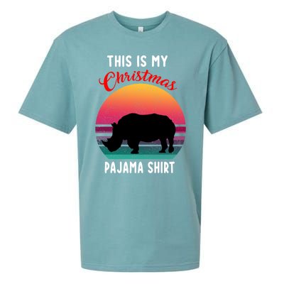 Vintage Retro Rhino This Is My Christmas Pajama Gift Gift Sueded Cloud Jersey T-Shirt