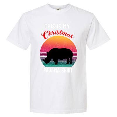 Vintage Retro Rhino This Is My Christmas Pajama Gift Gift Garment-Dyed Heavyweight T-Shirt