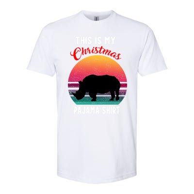 Vintage Retro Rhino This Is My Christmas Pajama Gift Gift Softstyle CVC T-Shirt