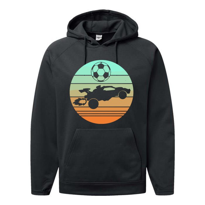 Vintage Rocket Rc Soccer Car Performance Fleece Hoodie