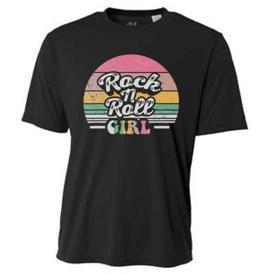 Vintage Retro Rock N Roll Girl Cooling Performance Crew T-Shirt