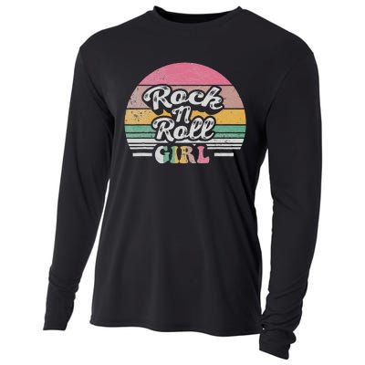 Vintage Retro Rock N Roll Girl Cooling Performance Long Sleeve Crew