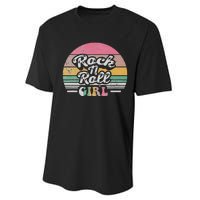 Vintage Retro Rock N Roll Girl Performance Sprint T-Shirt