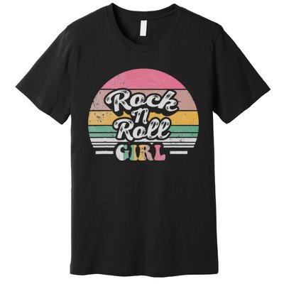 Vintage Retro Rock N Roll Girl Premium T-Shirt